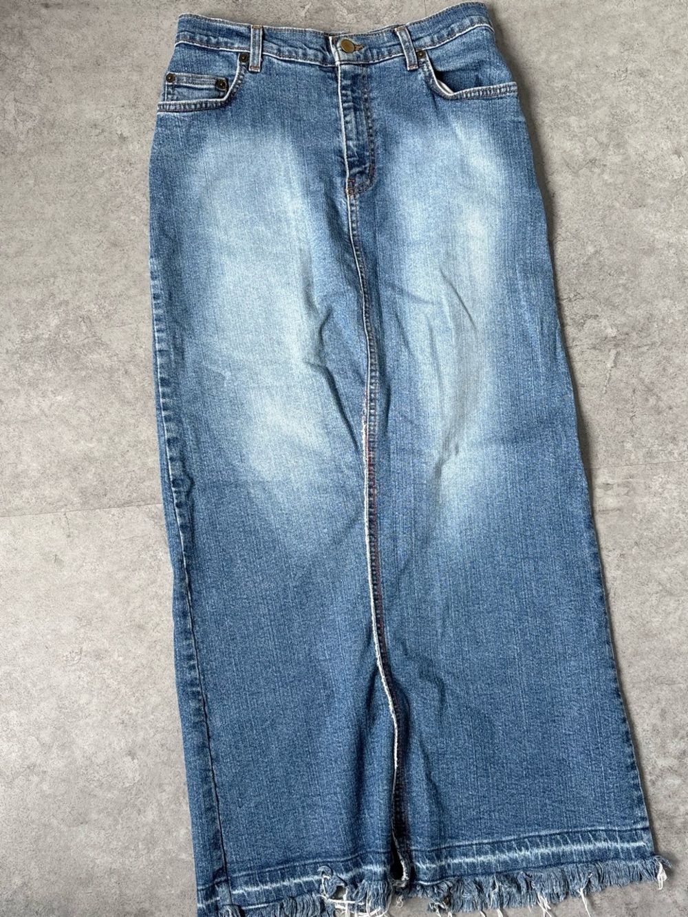 Vintage Garage maxi denim skirt in Light Blue